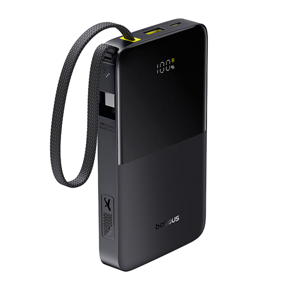 Batería externa Baseus Bipow 2 Pro 10000 mAh, 22.5W, con cable, USB, entrada USB-C, negro