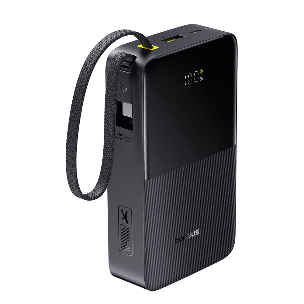 Imagen 2 del producto Batería externa Baseus Bipow 2 Pro 20000 mAh, 22.5W, con cable, USB, entrada USB-C, negro