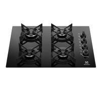 Cocina empotrable a gas Electrolux, 4 hornillas, KE4GR, vitrocerámica, parrillas acero mate, 8400W, negro