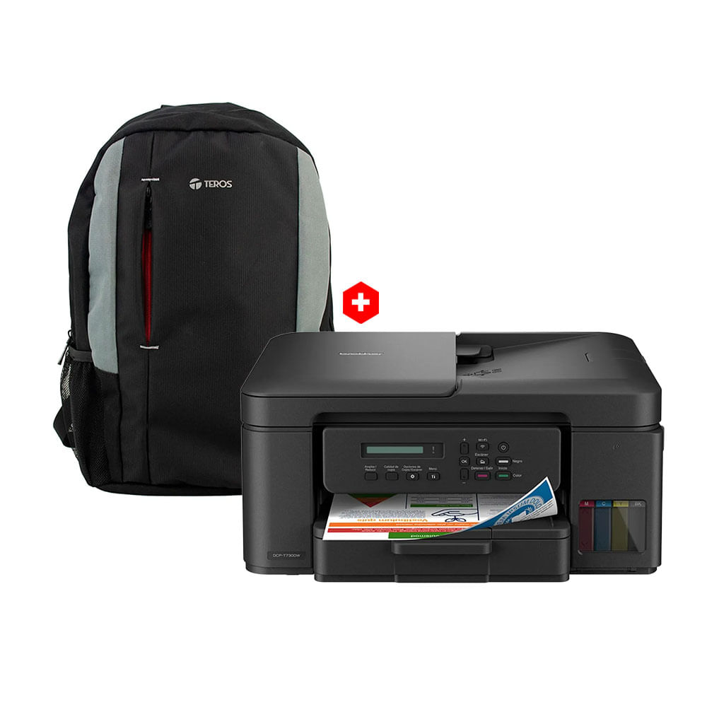 Combo: Impresora multifuncional Brother DCP-T730DW InkBenefit Tank Wi-Fi, con conectividad inalámbrica + Mochila TEROS TE-9040NS para laptop de 15.6"