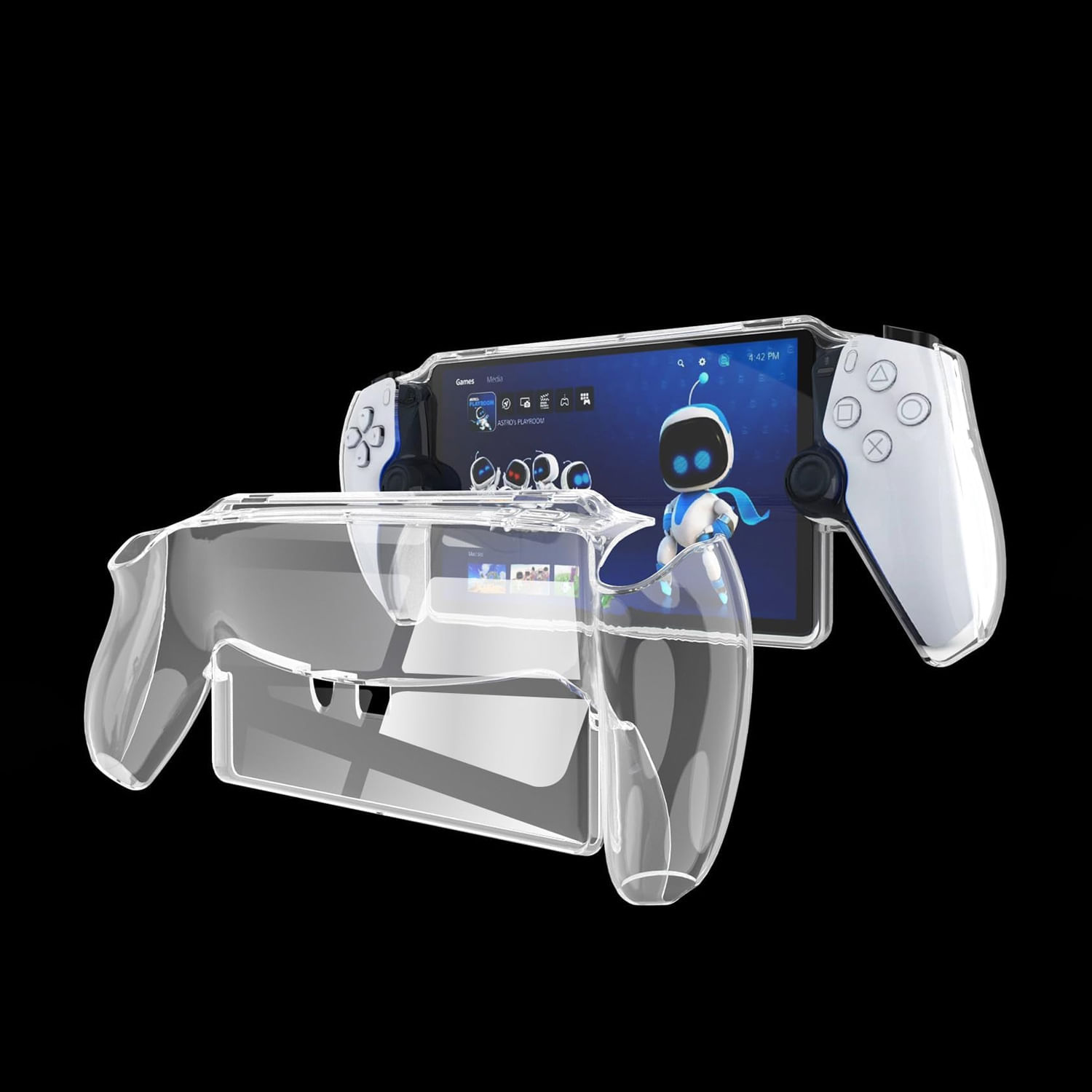 Imagen 2 del producto Funda protectora con soporte para PS5 Portal, carcasa PC, antigolpes, transparente