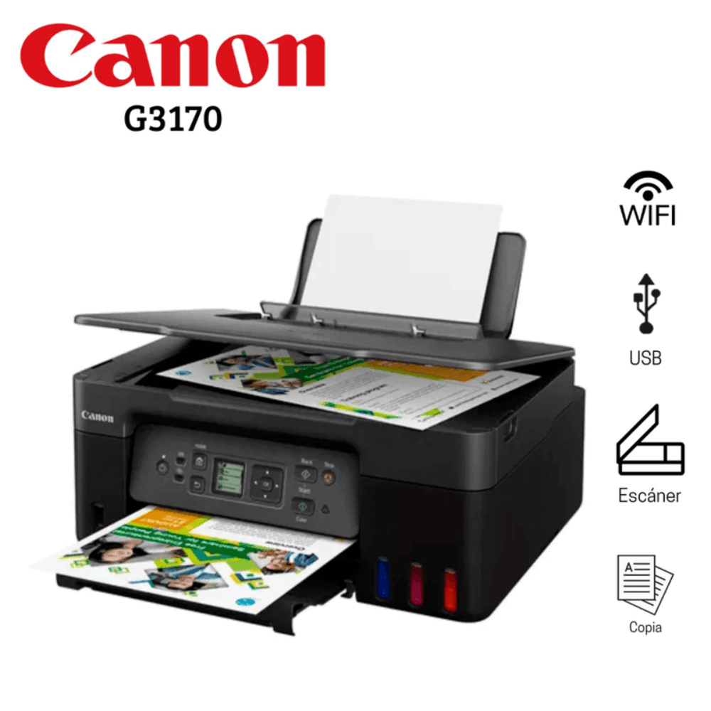 Imagen 2 del producto Impresora multifuncional Canon Pixma G3180, inyección de tinta, inalámbrica, Wi-Fi, con tanques recargables