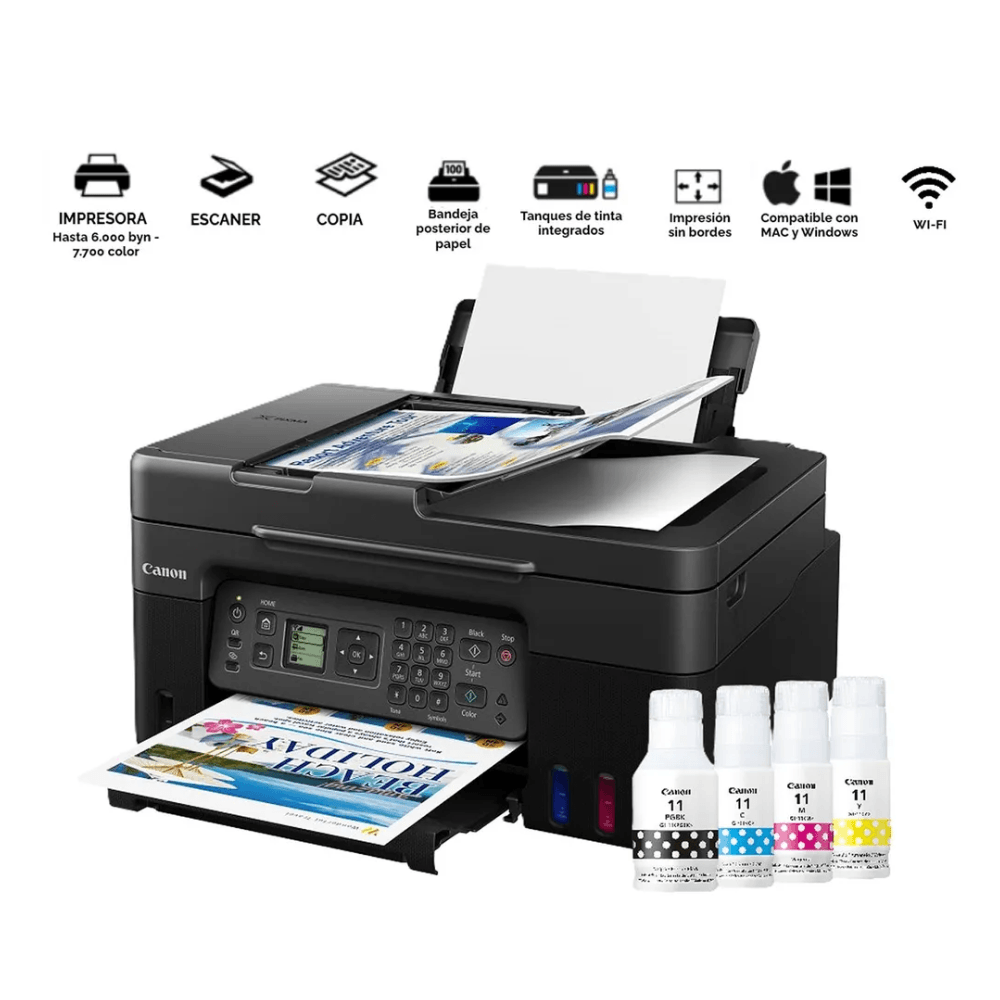 Imagen 2 del producto Impresora multifuncional Canon Pixma G4170, inyección de tinta, inlámbrica, Wi-Fi, con tanques recargables