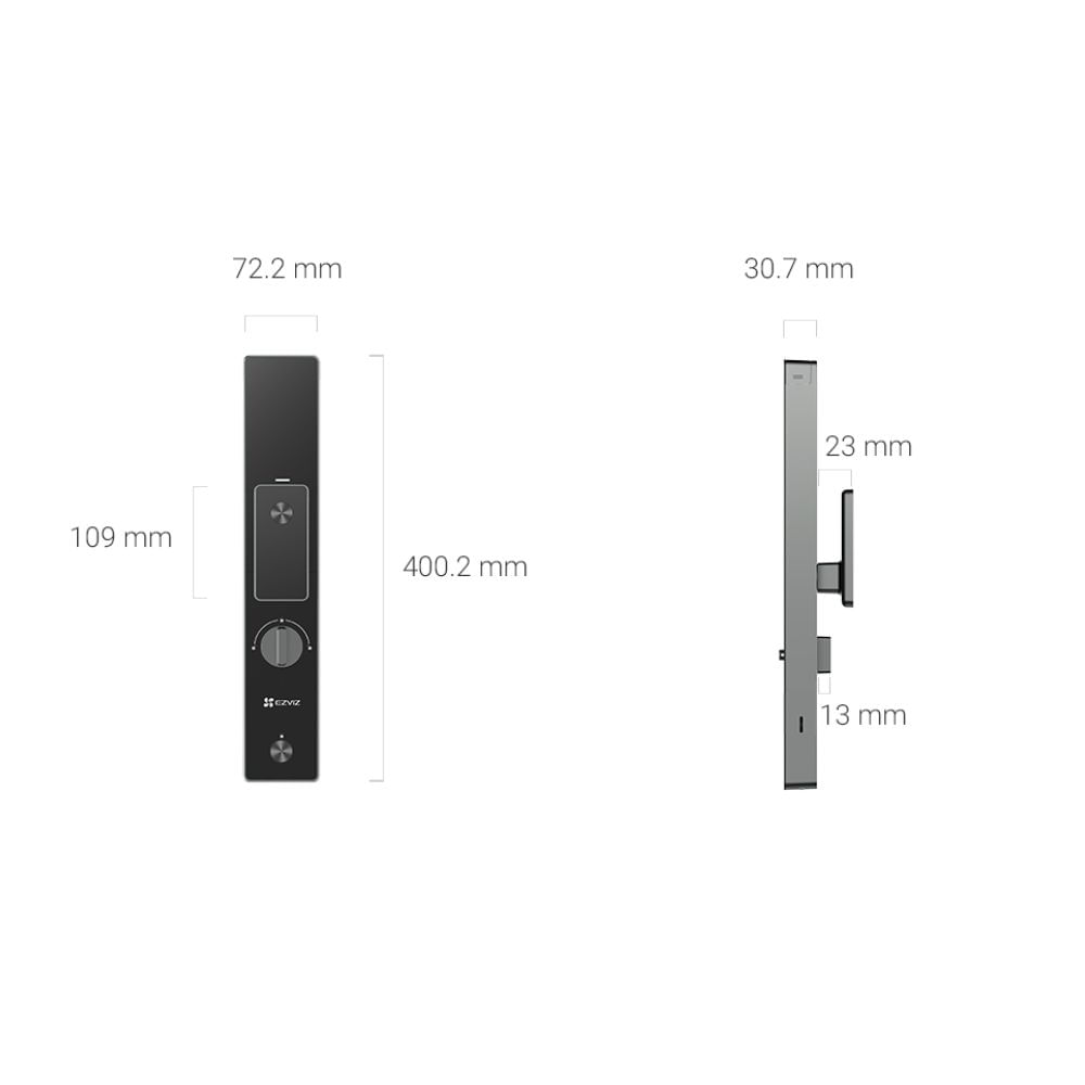 Imagen 2 del producto Cerradura inteligente EZVIZ DL50FVS, Face ID, Wi-Fi, bluetooth, huella, código de acceso, negro