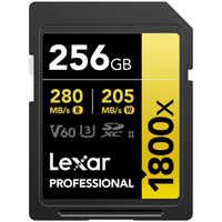 Memoria SDXC Lexar Professional 256GB, UHS-II, U3, V60, 280MB/s, 205MB/s, 1800x