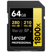 Memoria SDXC Lexar Professional 256GB, UHS-II, U3, V60, 280MB/s, 205MB/s, 1800x