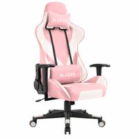 Silla gamer ergonómica Blazze Éxodo, reclinable 180°, brazos 2D, altura regulable, soporta 120kg, rosado