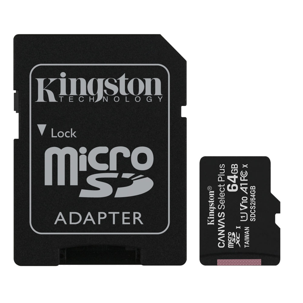 Tarjeta MicroSDXC Kingston Canvas Select Plus 64GB, U1, Clase 10, 100MB/s