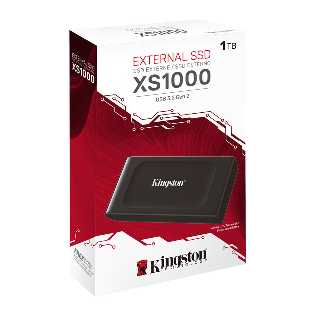 Imagen 2 del producto SSD externo Kingston XS1000 1TB, USB 3.2, Gen2, Velocidad de lectura hasta 1.050 MB/s, compatible iOS, Android y consolas de videojuegos, negro