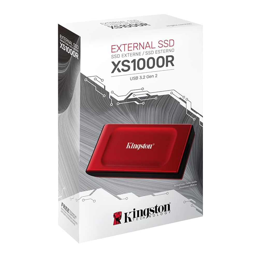 Imagen 2 del producto SSD externo Kingston XS1000 2TB, USB 3.2, Gen2, Velocidad de lectura hasta 1.050 MB/s, compatible iOS, Android y consolas de videojuegos, rojo