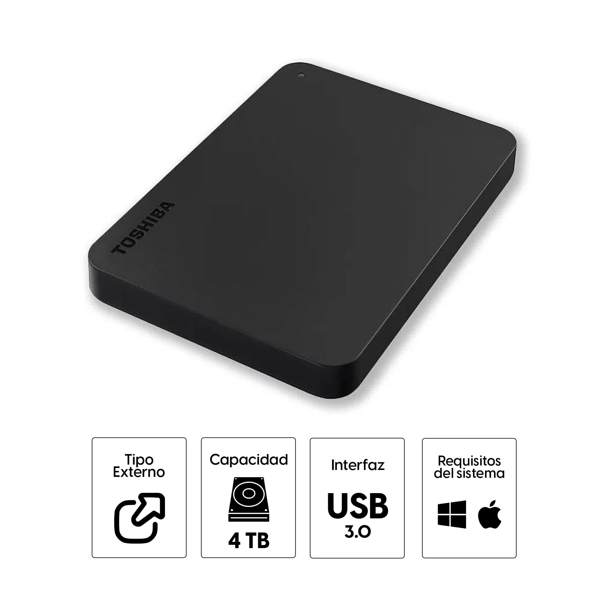 Imagen 2 del producto Disco duro externo Toshiba Canvio Basics 4TB, USB 3.0 para Laptop y MacBook