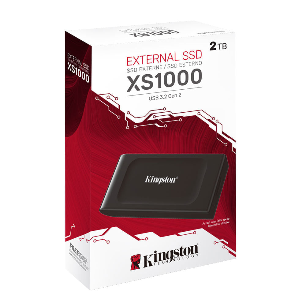 Imagen 2 del producto SSD externo Kingston XS1000 2TB, USB 3.2, Gen2, Velocidad de lectura hasta 1.050 MB/s, compatible iOS, Android y consolas de videojuegos, negro