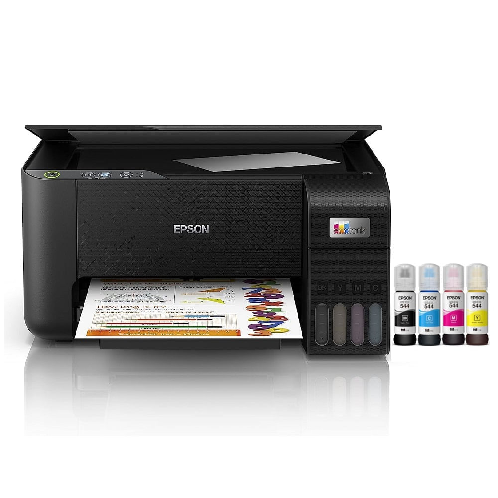 Impresora multifuncional Epson Ecotank L3210, inyección de tinta, alámbrica, con tanques recargables + 4 botellas de tinta