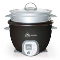 Olla arrocera multiusos Record REC-CLONES101, 1.8L, con función Sofrito y vaporera, 10 tazas, acero inoxidable negro