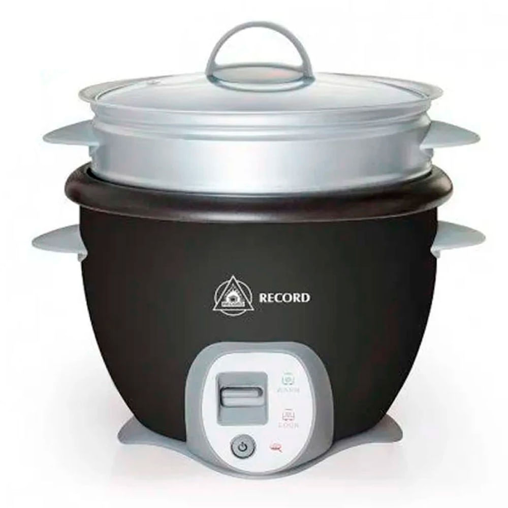 Olla arrocera multiusos Record REC-CLONES101, 1.8L, con función Sofrito y vaporera, 10 tazas, acero inoxidable negro