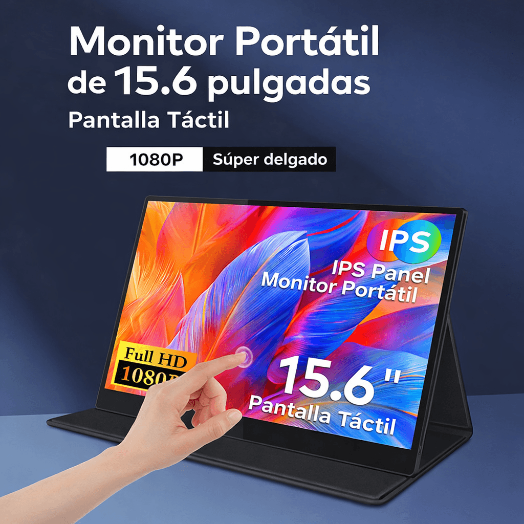 Imagen 2 del producto Monitor Touch portátil Pixelled 15.6"", Full HD USB-C HDMI, pantalla táctil, negro
