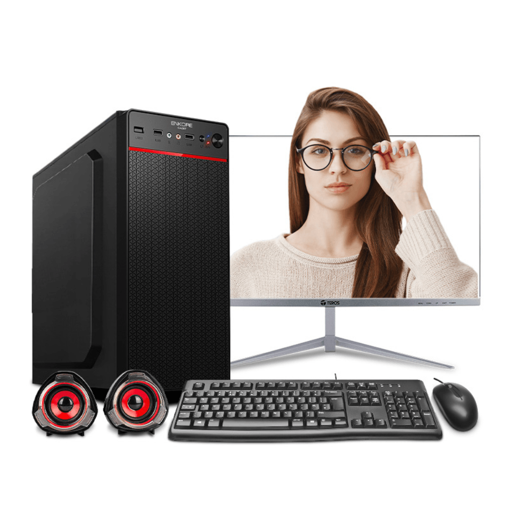 PC armada: Intel Core i3 14100, 500GB SSD, 16GB RAM, case de torre, FreeDos - sin sistema operativo, monitor 22" IPS + teclado