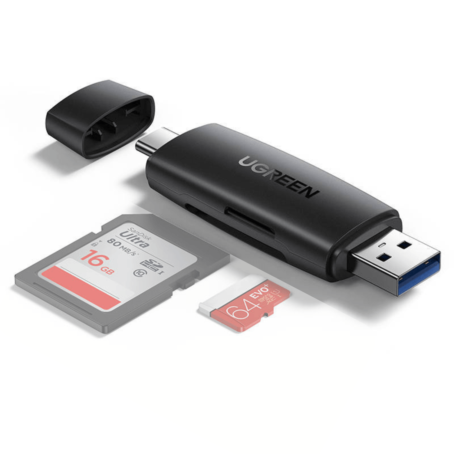 Imagen 2 del producto Lector de tarjetas Ugreen CM304, SD/TF 2 en 1, USB 3.0, hasta 170MB/s, compacto portátil
