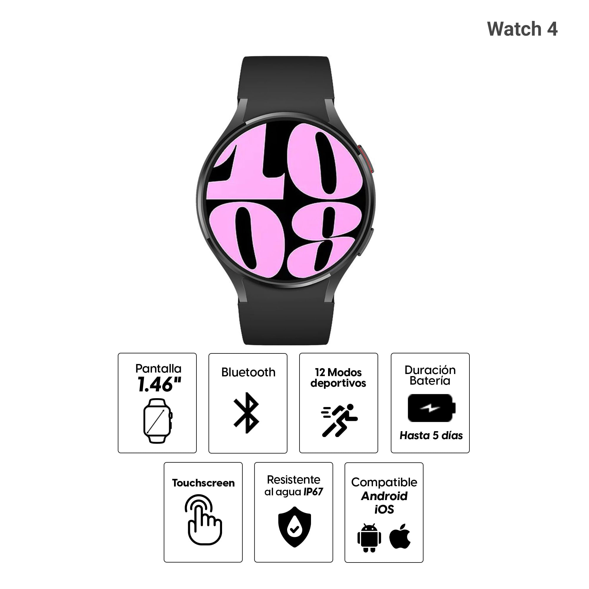 Imagen 2 del producto Smartwatch Roadtrip Watch 4 GPS, pantalla 1.46"", resistente al agua IP67, modos de deporte, batería hasta 5 días, negro + correa gris
