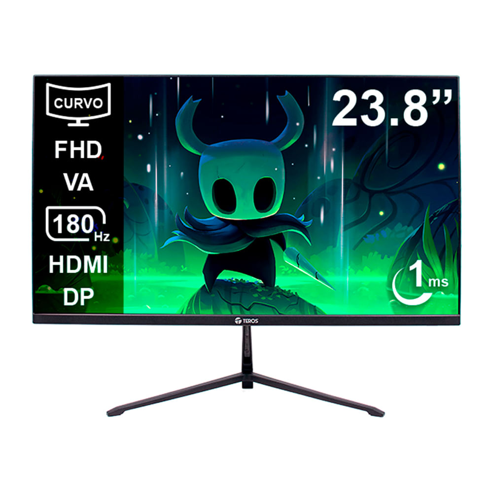 Monitor gamer curvo Teros TE-2476G 23.8" Panel VA, FHD, 180Hz, 1ms, entradas HDMI/DisplayPort/Jack 3.5mm