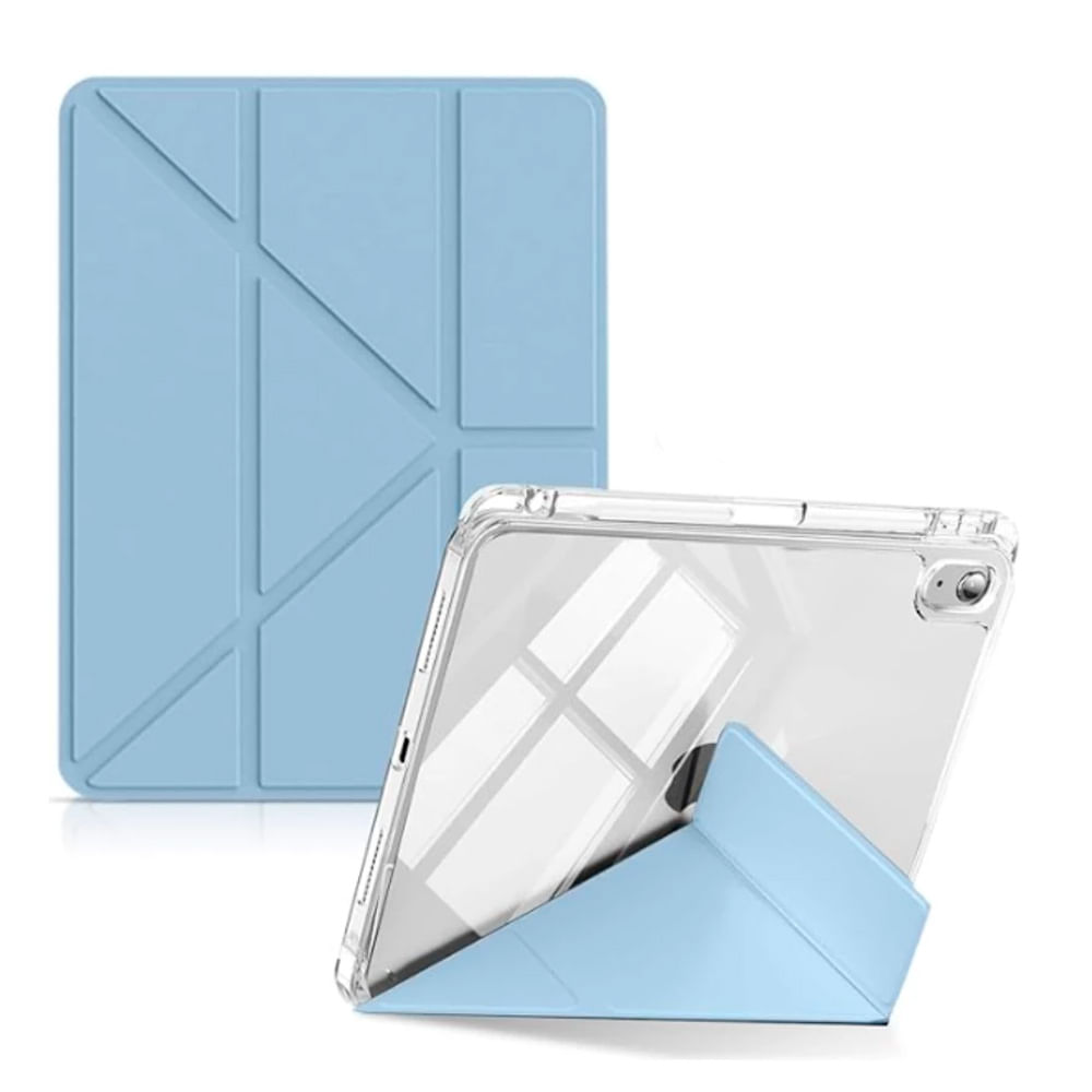 Case para iPad 10.9 (10ma y 11va Gen) con portapencil, plegado origami, celeste