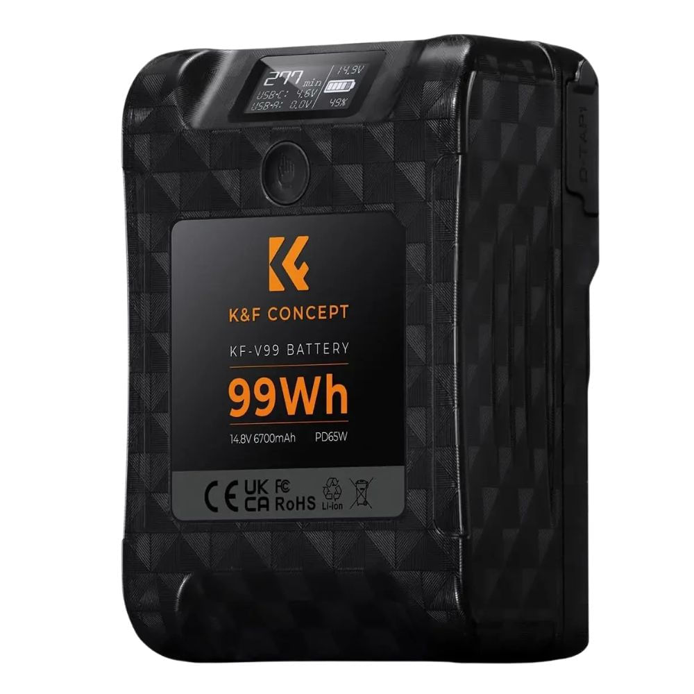 Batería V-Mount K&F Concept Mini KF28.0024, 6700mAh, carga rápida, USB Tipo-C, negro