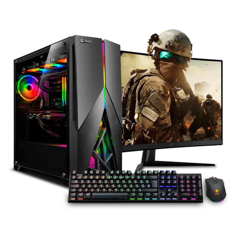 PC armada: Intel Core i9 12900KF, 1TB SSD, 32GB DDR4 RAM, case View Green, FreeDos - sin sistema operativo, monitor 27" plano + teclado