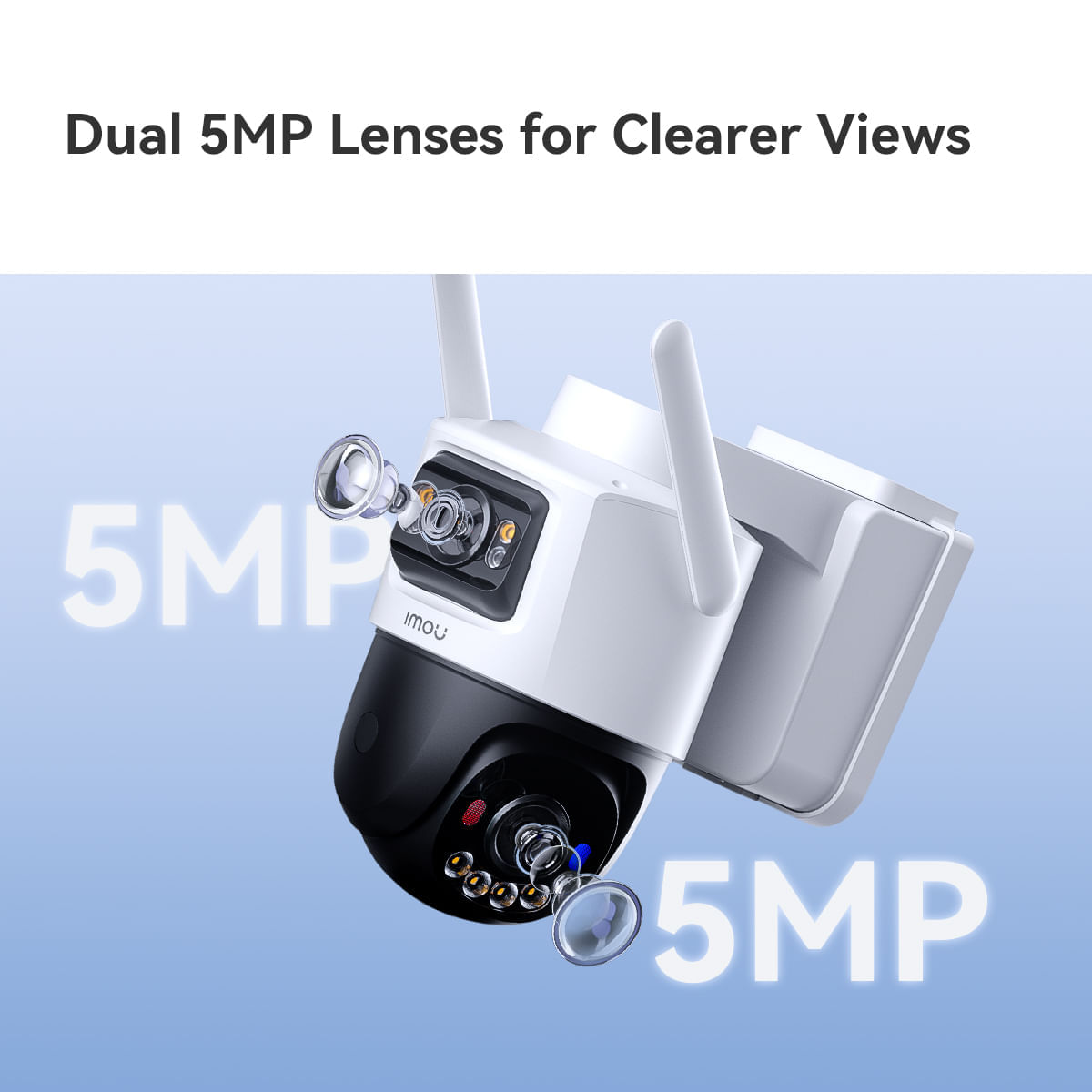 Imagen 2 del producto Cámara de seguridad Wi-Fi Imou Cruiser Dual 8MP, exterior, Wi‑Fi, visión nocturna infrarroja a color, 360°, blanco