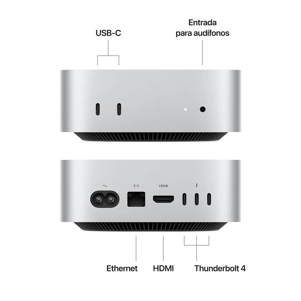 Imagen 2 del producto Computadora de escritorio Mac Mini Apple M4 16GB RAM, 256GB SSD, 10CPU, plata