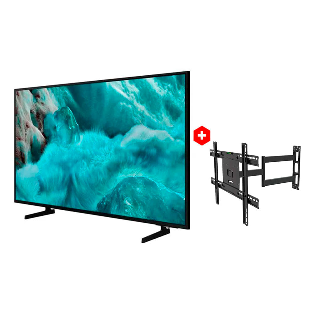Combo: Smart TV Samsung 43" QLED Q7F, Vision AI, sistema Tizen TV (2025) + Rack móvil Westminster para TV de 32 a 70", giro lateral hasta 180°, negro