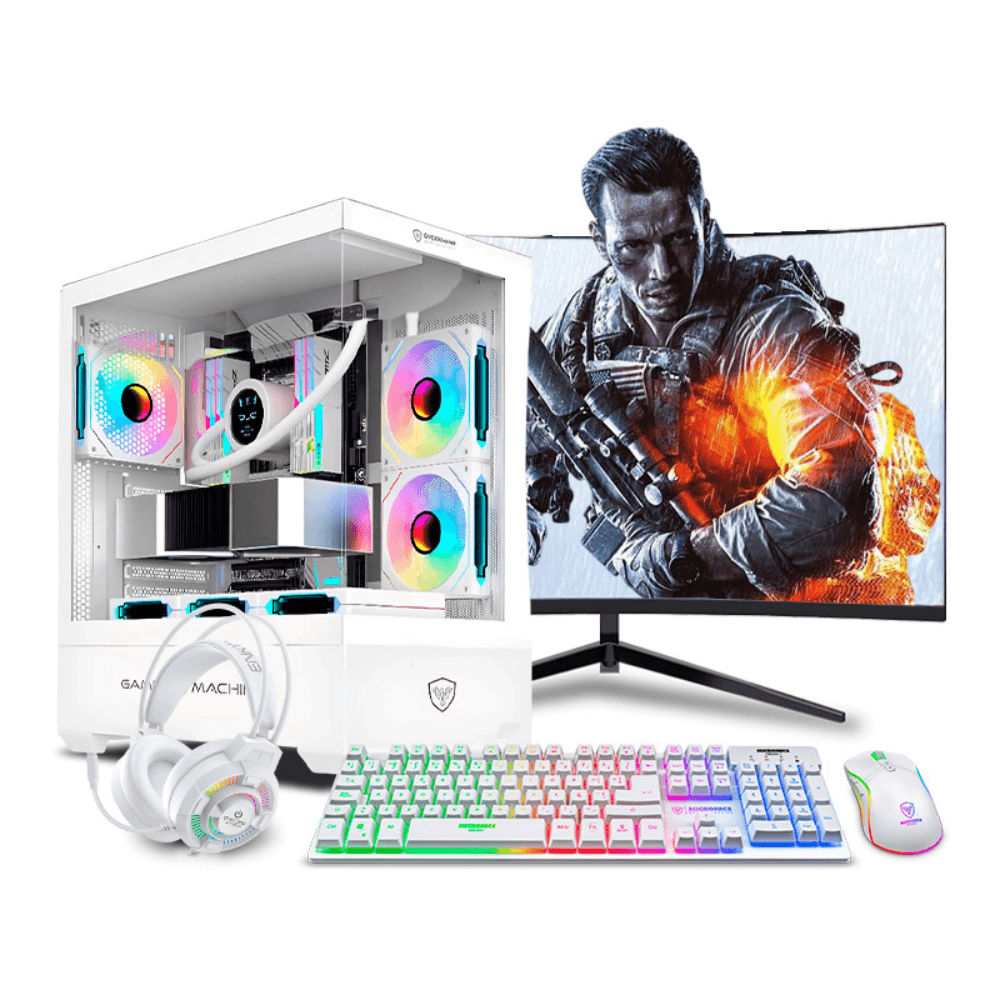 PC armada: Ryzen 7 8700F, 500GB SSD, 16GB DDR5 RAM, case Falkor White, FreeDos - sin sistema operativo, monitor 24" + teclado
