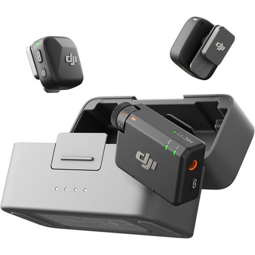 Micrófono inalámbrico DJI Mic Mini con 2 transmisores, 1 receptor y estuche de carga para cámaras y smartphones
