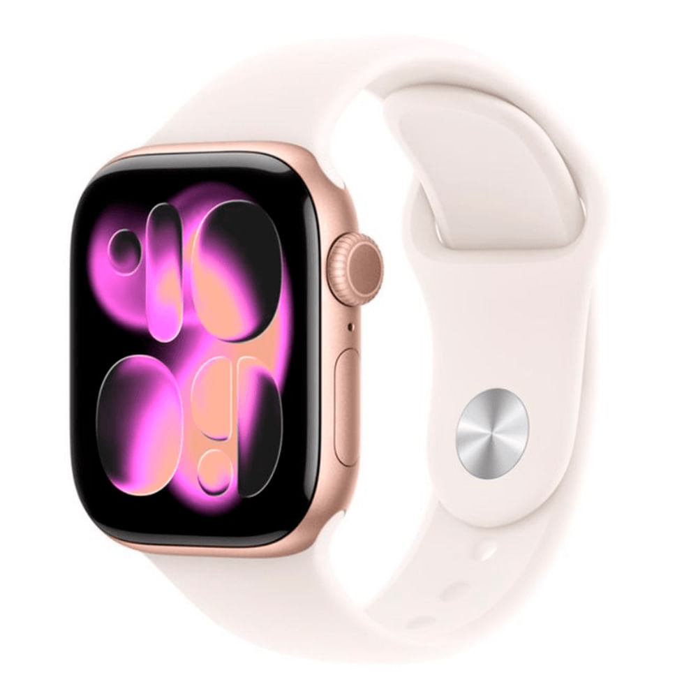 Imagen 1 del producto Apple Watch Series 11, 46mm/OLED, GPS, resistente al agua 50 m, batería 24 horas, memoria 64GB, correa M/L, oro rosa