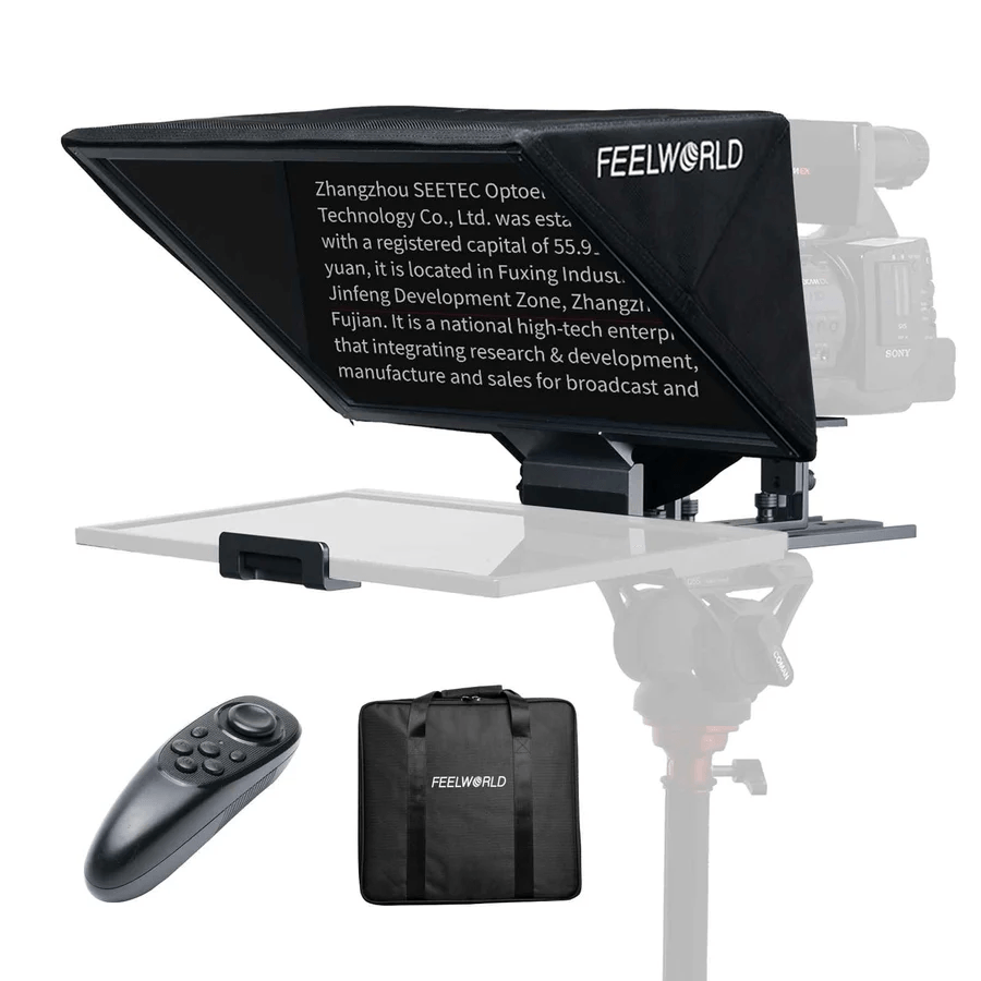 Teleprompter Feelworld TP16 plegable, 16", de aluminio, para estudios y producciones profesionales
