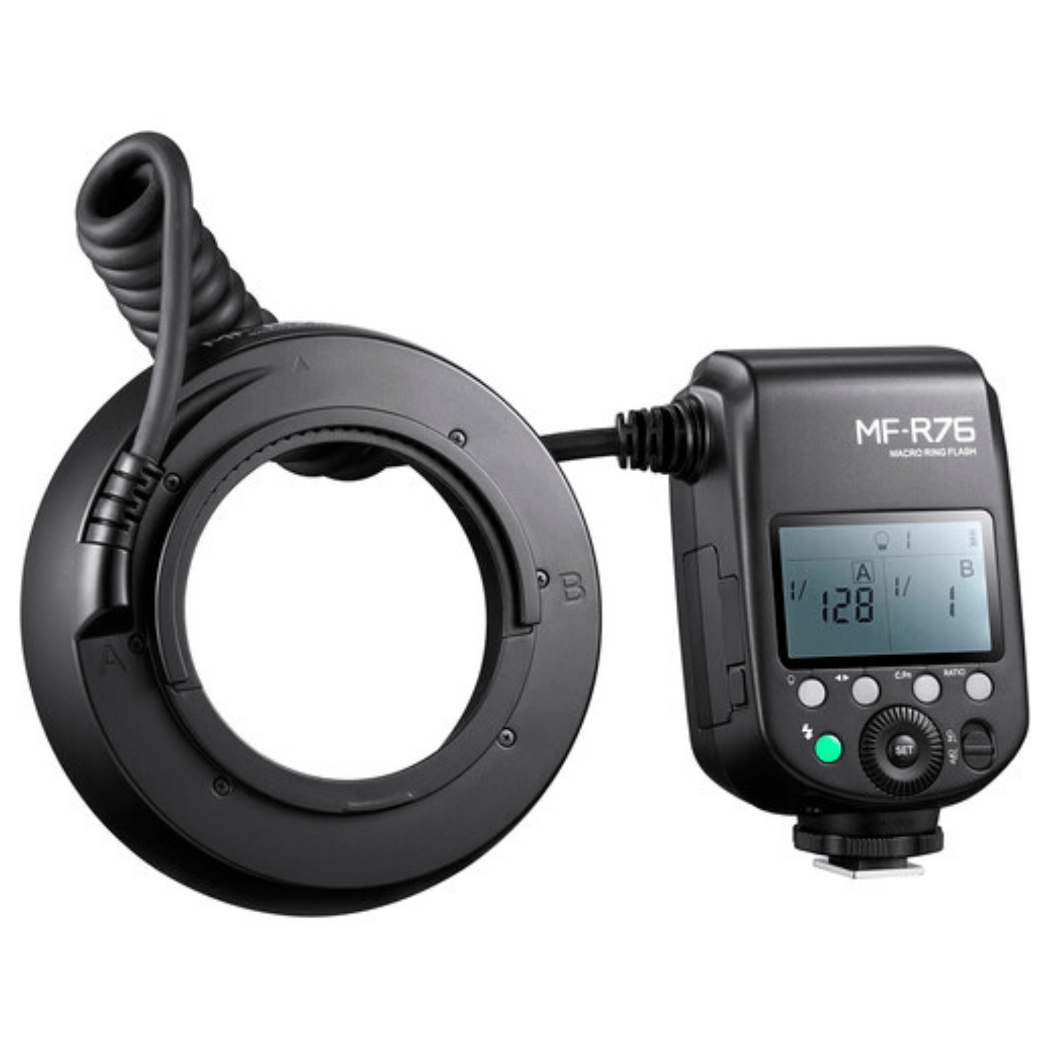 Ring Flash Macro Godox MF-R76, 76W, control manual, adaptadores 49–77 mm, fotografía de primeros planos