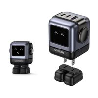 Cargador Ugreen Robot 65W con pantalla LED, 2 USB Tipo-C y 1 USB Tipo-A, carga rápida, multipuerto