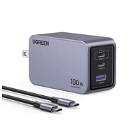 Cargador Ugreen Nexode Pro 100W, 2 USB-C, 1 USB-A, carga rápida inteligente multipuerto