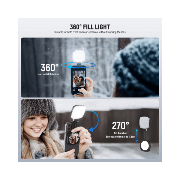 Imagen 2 del producto Luz selfie magnética Neewer NL48B, con espejo, soporte y temperatura ajustable, para fotografía y video