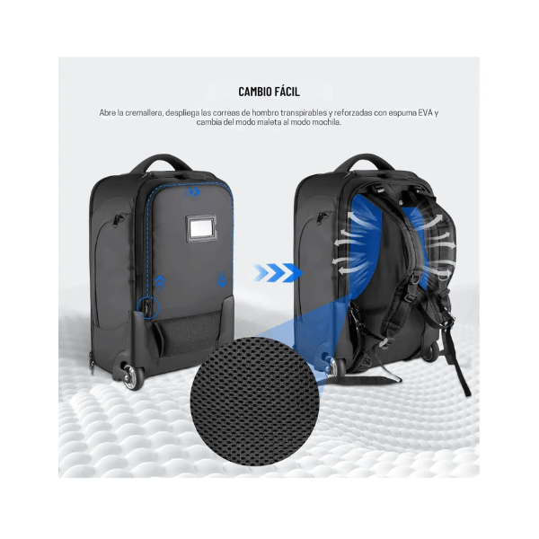Imagen 2 del producto Mochila trolley 2 en 1 Neewer NW3300, para fotografía, con ruedas, laptop 17"", y estructura antichoque