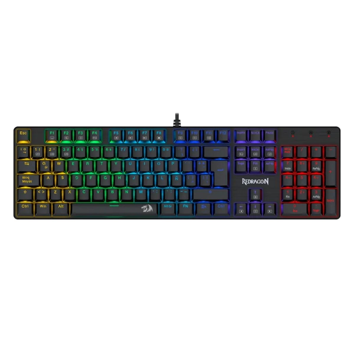 Teclado gamer alámbrico Redragon Sindri K671, mecánico, español, luces gamer, negro