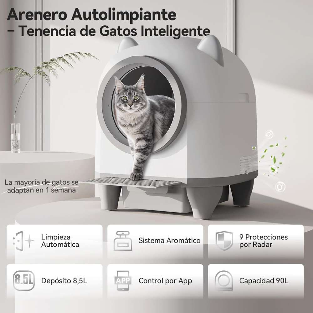 Imagen 2 del producto Arenero automático Smart Amicats para gatos, sistema de limpieza automática, control de olores