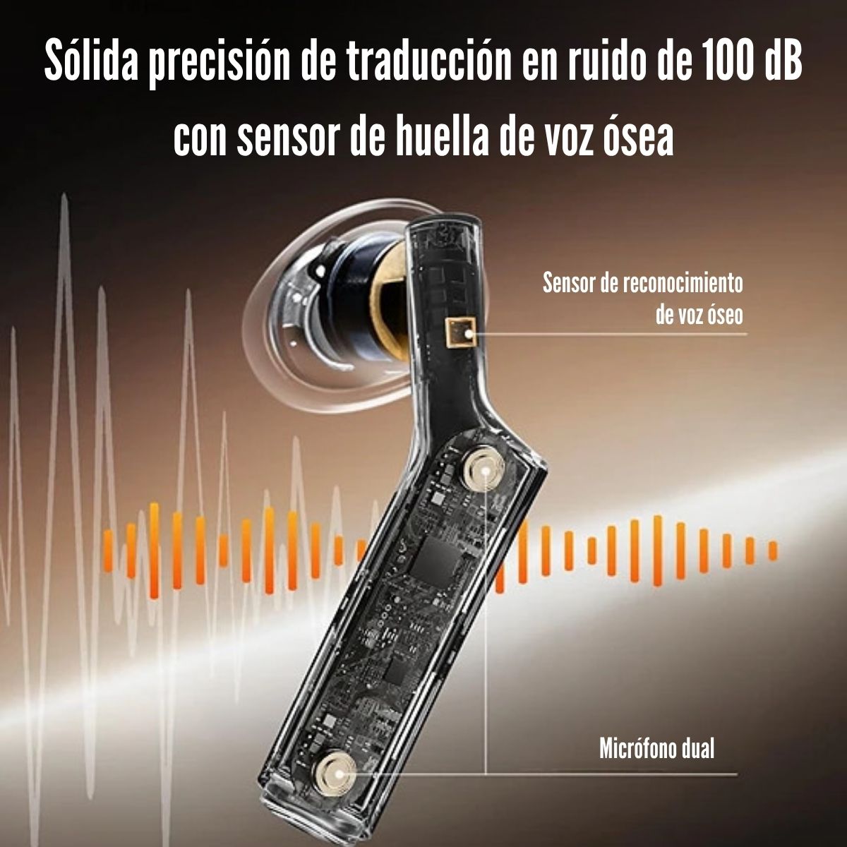 Imagen 2 del producto Audífonos de traducción bluetooth True Wireless Timekettle W4 con cancelación de ruido, hasta 20 horas con estuche de carga, dorado