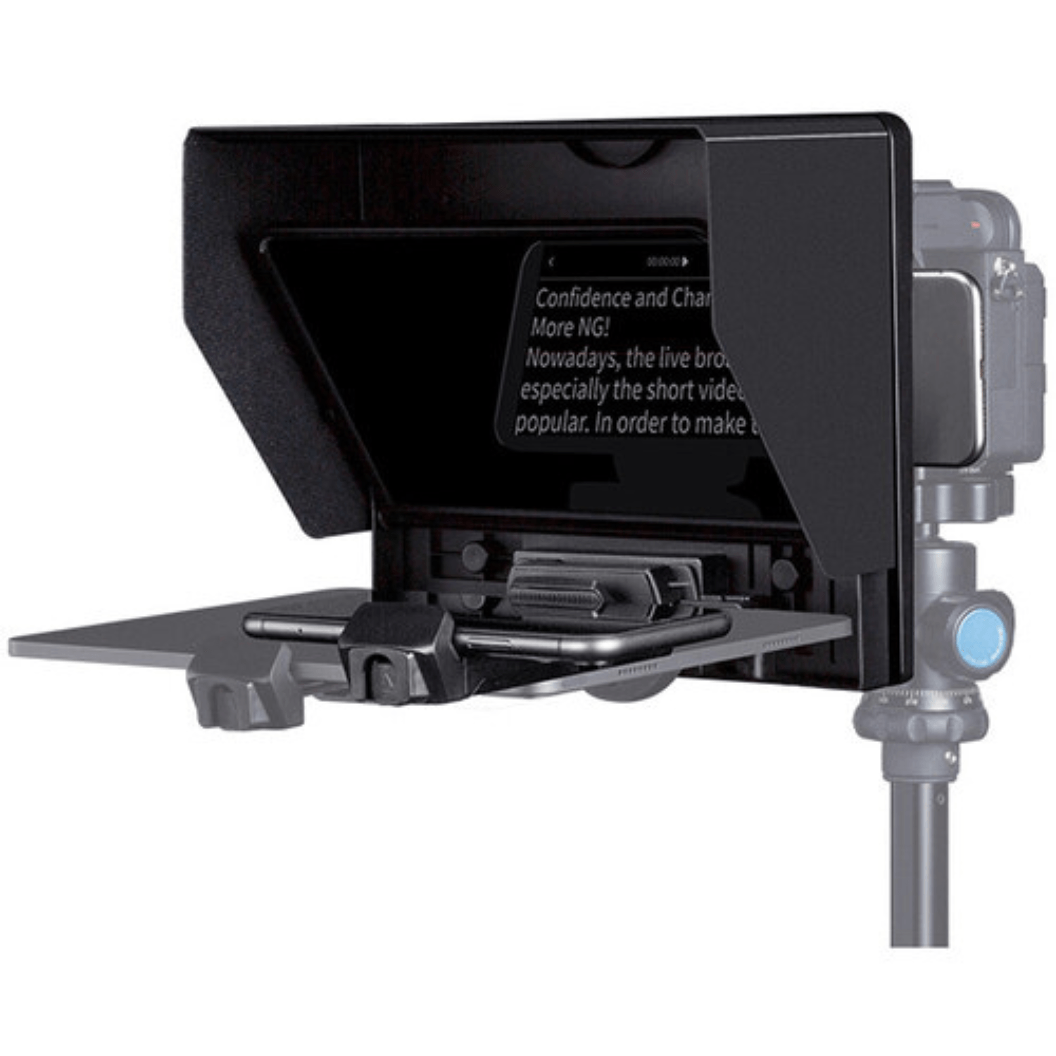 Teleprompter portátil FeelWorld TP10 de 10” para DSLR, celulares y tablets hasta 11”, control bluetooth