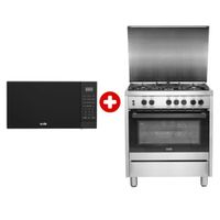 Combo: Cocina de pie Sole Bali, 5 hornillas, acero inoxidable 92 litros + microondas Sole 21 litros, grill multifunción