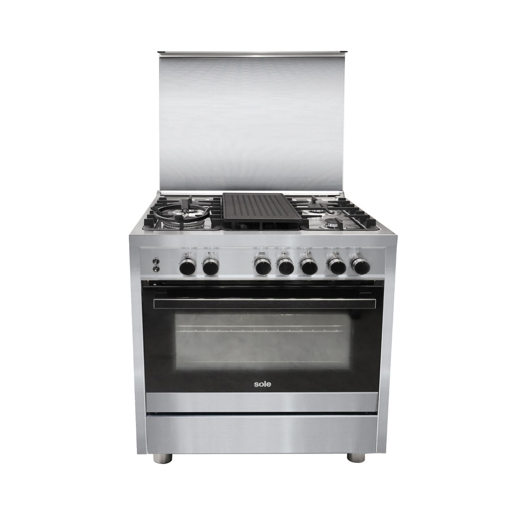 Imagen 2 del producto Combo: Cocina de pie Sole Bali, 5 hornillas, acero inoxidable 92 litros + microondas Sole 21 litros, grill multifunción