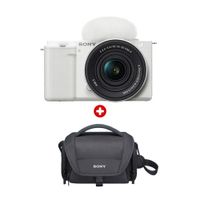 Combo: Cámara digital Alpha para Vlogs APS-C ZV-E10K ZV-E10K/WQ E38, blanco + Maletín de transporte