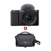 Combo: Cámara digital Alpha para vlogs APS-C ZV-E10K ZV-E10K/BQ, negro + Maletín de transporte LCS-U21