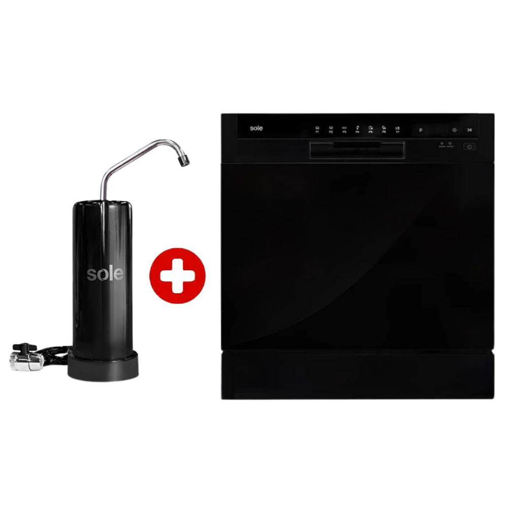 Combo: Lavavajillas Sole 8 sets, acero inoxidable + purificador de agua Prime alcalinizador 5 años