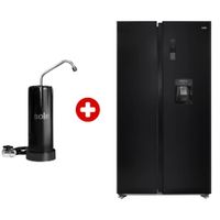Combo: Refrigeradora Montreal SBS 525 litros, No Frost, negro + purificador Prime alcalinizador 5 años