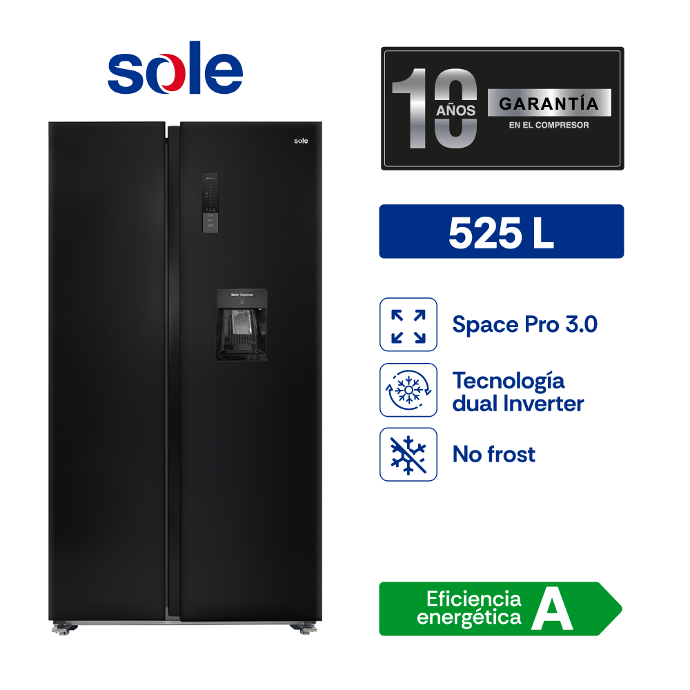 Imagen 2 del producto Combo: Refrigeradora Montreal SBS 525 litros, No Frost, negro + purificador Prime alcalinizador 5 años